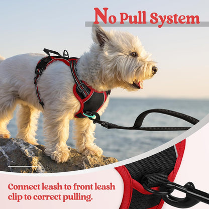 Dog Harness, No Pull for Large Dogs with 2 Leash Clips, Pet Vest | No Choke with Handle, Adjustable Soft Padded, Reflective, Easy Control for Walking, Black, Large