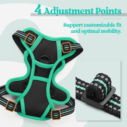 Dog Harness, No Pull for Large Dogs with 2 Leash Clips, Pet Vest | No Choke with Handle, Adjustable Soft Padded, Reflective, Easy Control for Walking, Black, Large