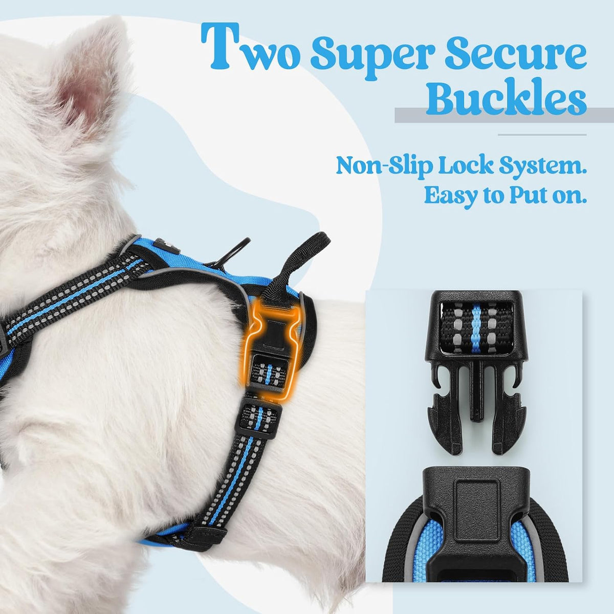 Dog Harness, No Pull for Large Dogs with 2 Leash Clips, Pet Vest | No Choke with Handle, Adjustable Soft Padded, Reflective, Easy Control for Walking, Black, Large