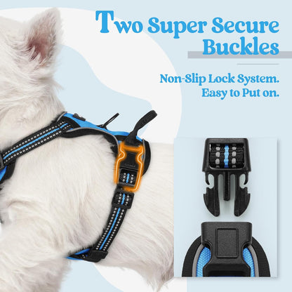 Dog Harness, No Pull for Large Dogs with 2 Leash Clips, Pet Vest | No Choke with Handle, Adjustable Soft Padded, Reflective, Easy Control for Walking, Black, Large