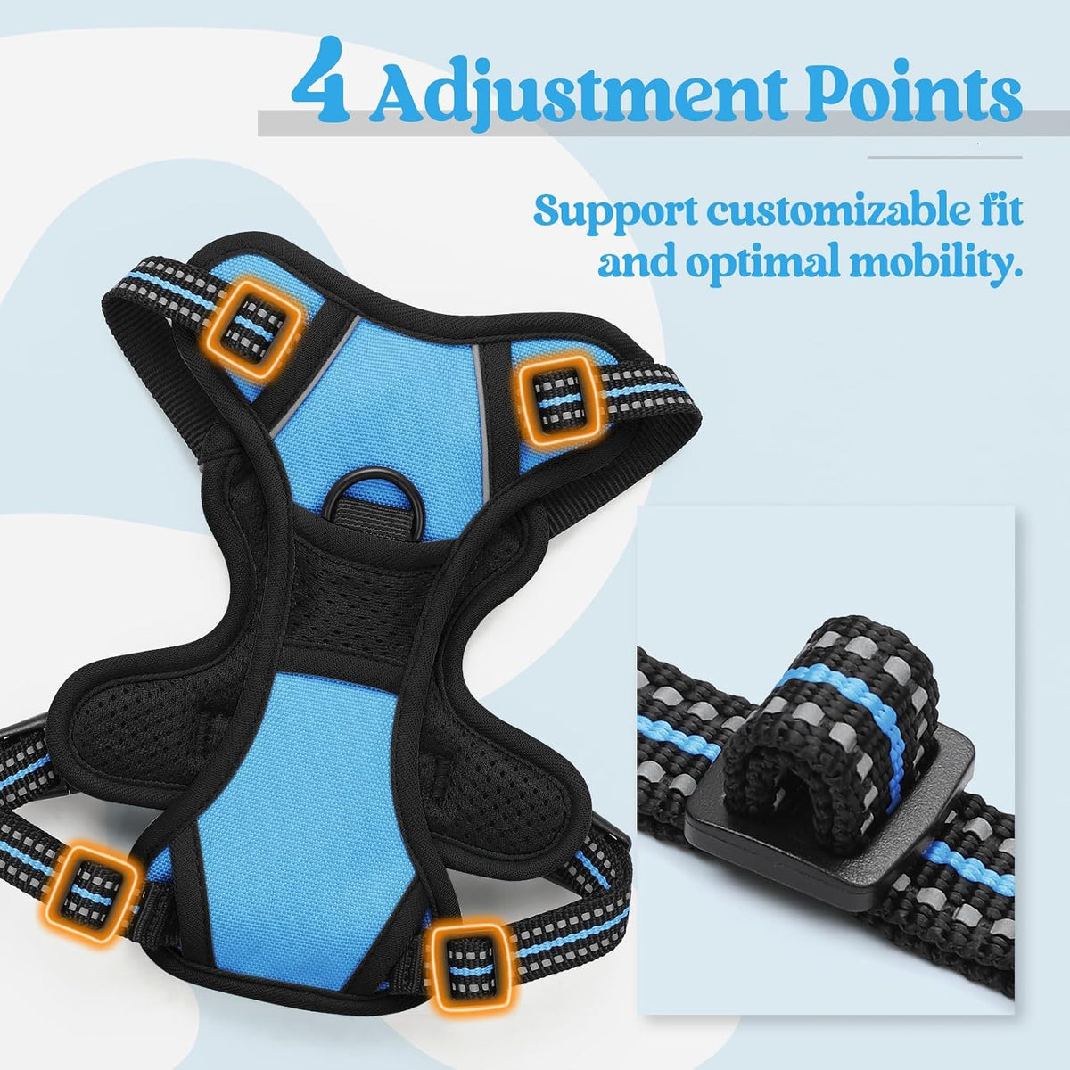 Dog Harness, No Pull for Large Dogs with 2 Leash Clips, Pet Vest | No Choke with Handle, Adjustable Soft Padded, Reflective, Easy Control for Walking, Black, Large
