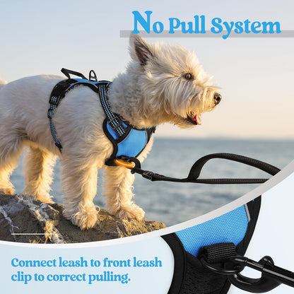Dog Harness, No Pull for Large Dogs with 2 Leash Clips, Pet Vest | No Choke with Handle, Adjustable Soft Padded, Reflective, Easy Control for Walking, Black, Large