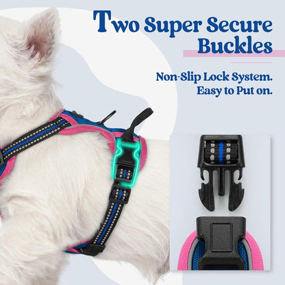Dog Harness, No Pull for Large Dogs with 2 Leash Clips, Pet Vest | No Choke with Handle, Adjustable Soft Padded, Reflective, Easy Control for Walking, Black, Large