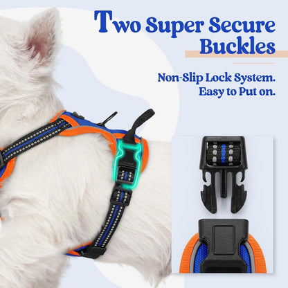 Dog Harness, No Pull for Large Dogs with 2 Leash Clips, Pet Vest | No Choke with Handle, Adjustable Soft Padded, Reflective, Easy Control for Walking, Black, Large