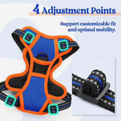 Dog Harness, No Pull for Large Dogs with 2 Leash Clips, Pet Vest | No Choke with Handle, Adjustable Soft Padded, Reflective, Easy Control for Walking, Black, Large