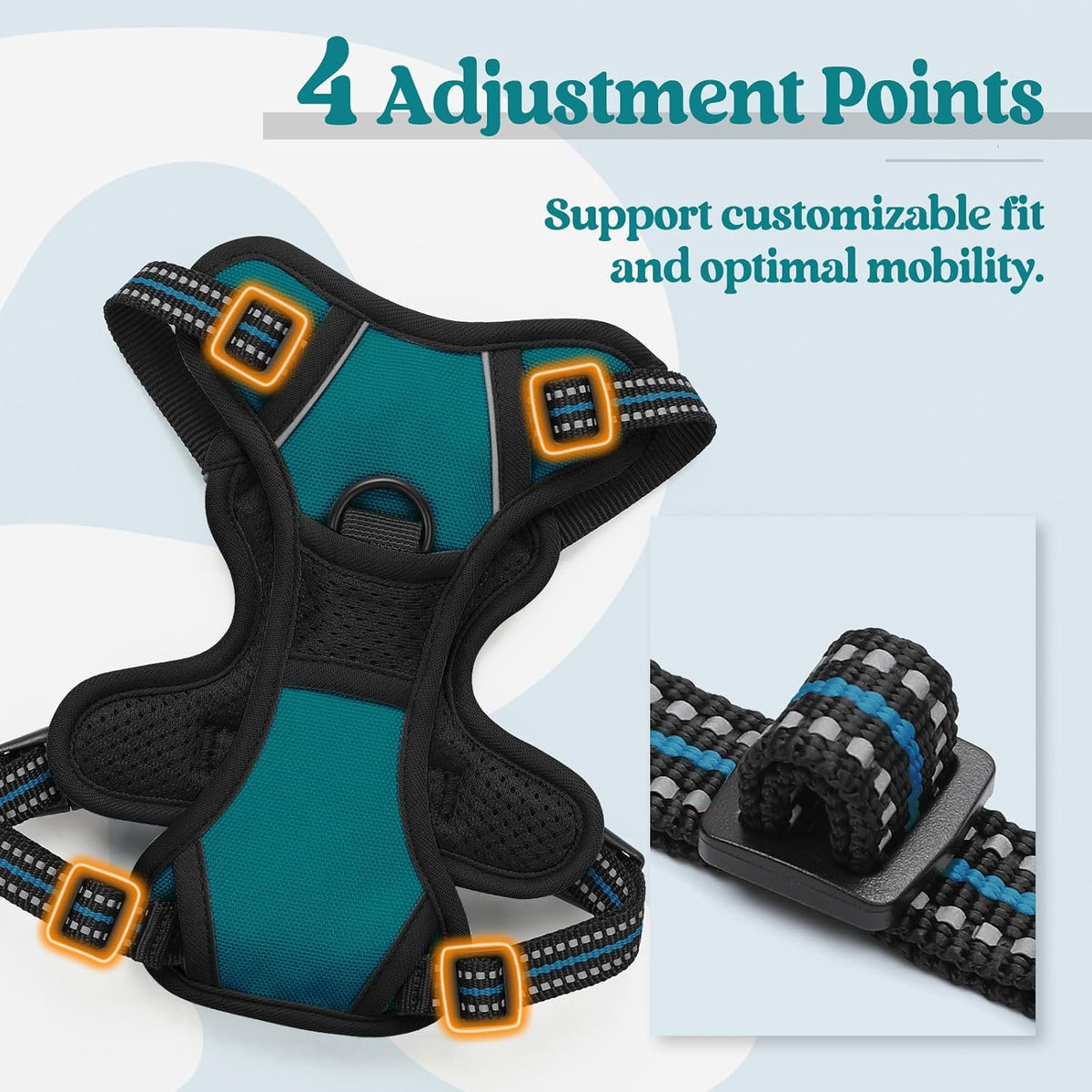 Dog Harness, No Pull for Large Dogs with 2 Leash Clips, Pet Vest | No Choke with Handle, Adjustable Soft Padded, Reflective, Easy Control for Walking, Black, Large