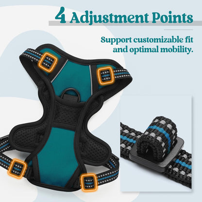 Dog Harness, No Pull for Large Dogs with 2 Leash Clips, Pet Vest | No Choke with Handle, Adjustable Soft Padded, Reflective, Easy Control for Walking, Black, Large