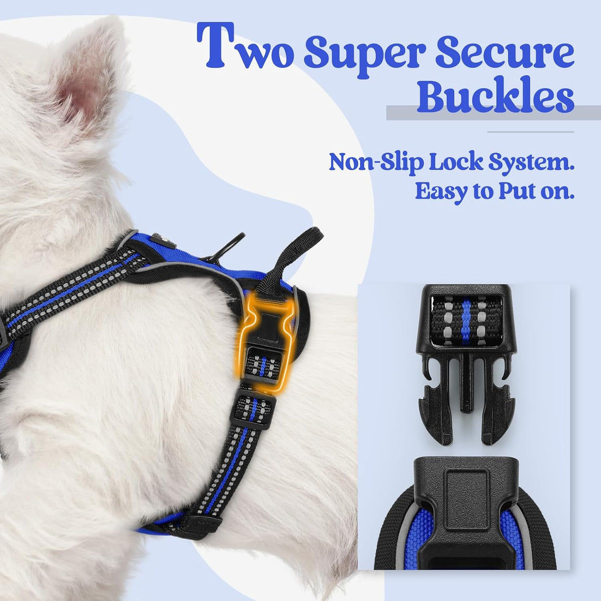 Dog Harness, No Pull for Large Dogs with 2 Leash Clips, Pet Vest | No Choke with Handle, Adjustable Soft Padded, Reflective, Easy Control for Walking, Black, Large