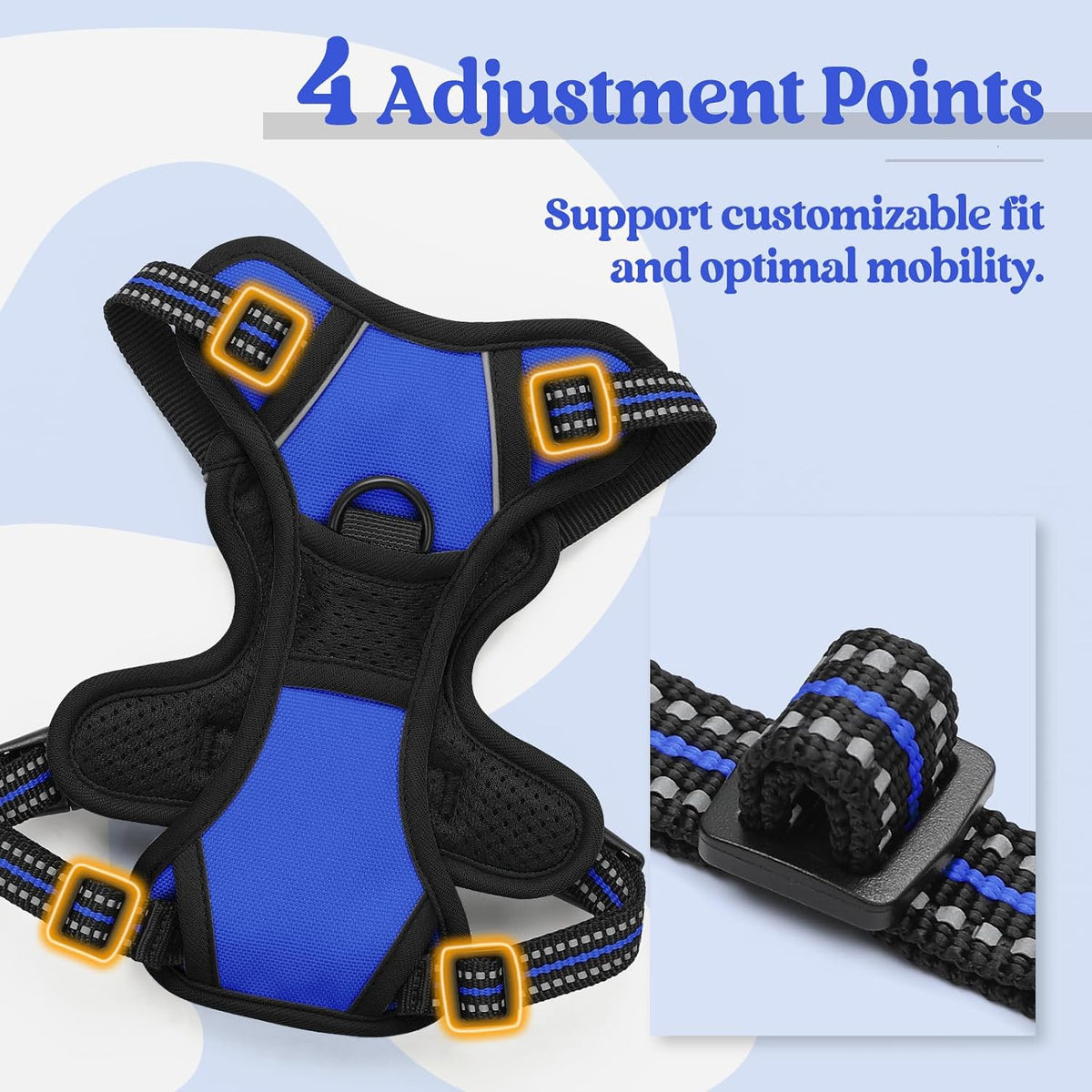 Dog Harness, No Pull for Large Dogs with 2 Leash Clips, Pet Vest | No Choke with Handle, Adjustable Soft Padded, Reflective, Easy Control for Walking, Black, Large