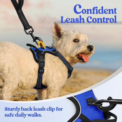 Dog Harness, No Pull for Large Dogs with 2 Leash Clips, Pet Vest | No Choke with Handle, Adjustable Soft Padded, Reflective, Easy Control for Walking, Black, Large