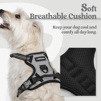 Dog Harness, No Pull for Large Dogs with 2 Leash Clips, Pet Vest | No Choke with Handle, Adjustable Soft Padded, Reflective, Easy Control for Walking, Black, Large