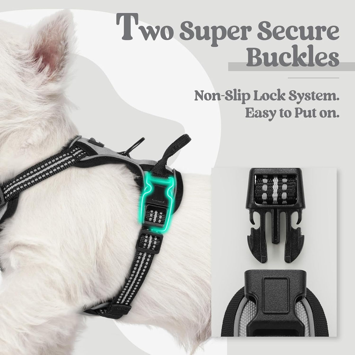 Dog Harness, No Pull for Large Dogs with 2 Leash Clips, Pet Vest | No Choke with Handle, Adjustable Soft Padded, Reflective, Easy Control for Walking, Black, Large
