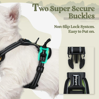 Dog Harness, No Pull for Large Dogs with 2 Leash Clips, Pet Vest | No Choke with Handle, Adjustable Soft Padded, Reflective, Easy Control for Walking, Black, Large