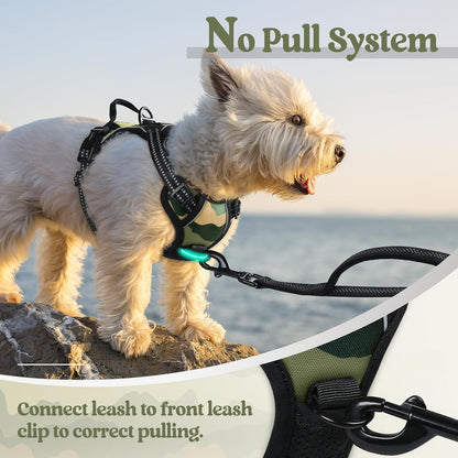 Dog Harness, No Pull for Large Dogs with 2 Leash Clips, Pet Vest | No Choke with Handle, Adjustable Soft Padded, Reflective, Easy Control for Walking, Black, Large
