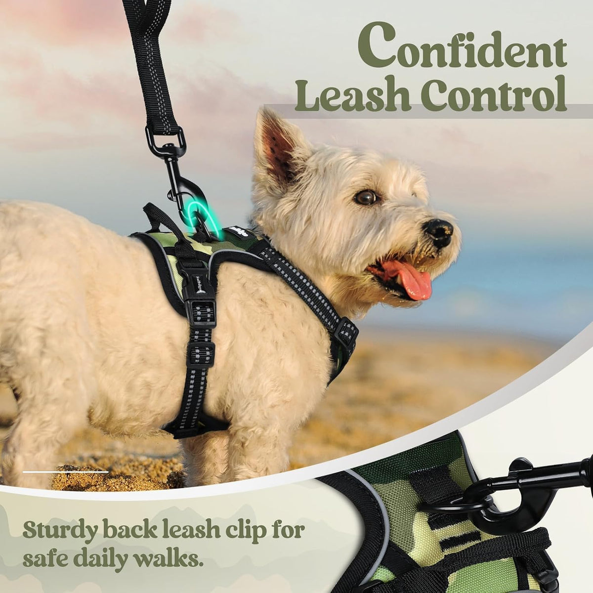 Dog Harness, No Pull for Large Dogs with 2 Leash Clips, Pet Vest | No Choke with Handle, Adjustable Soft Padded, Reflective, Easy Control for Walking, Black, Large