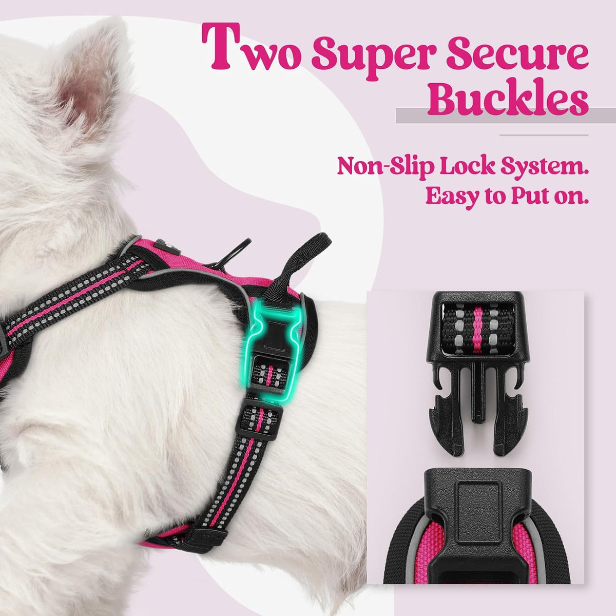 Dog Harness, No Pull for Large Dogs with 2 Leash Clips, Pet Vest | No Choke with Handle, Adjustable Soft Padded, Reflective, Easy Control for Walking, Black, Large
