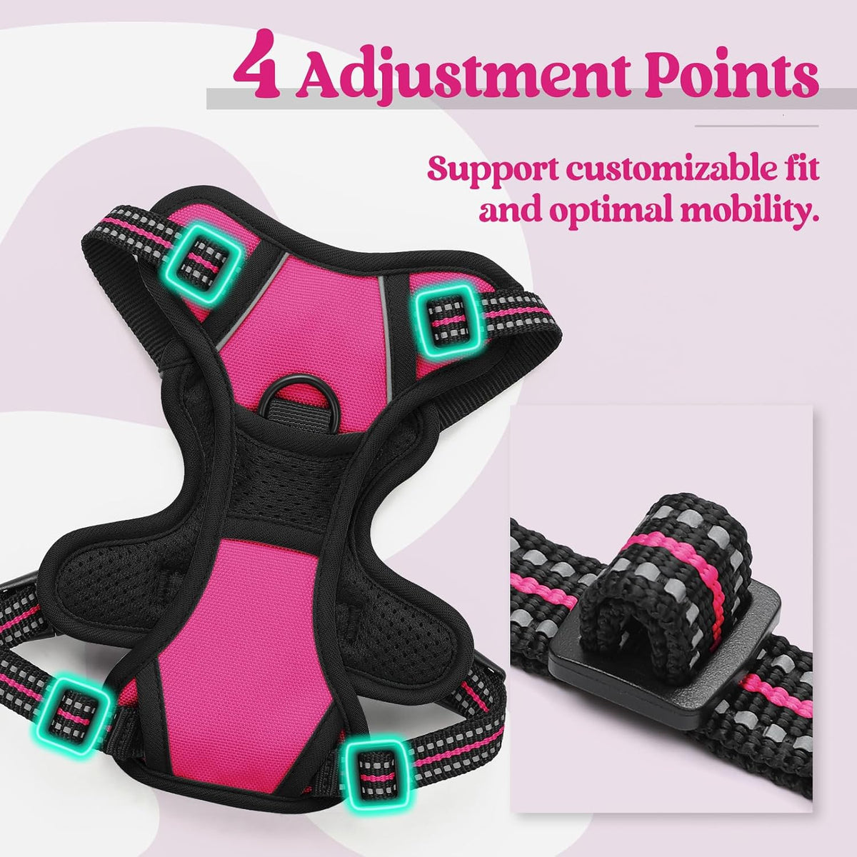 Dog Harness, No Pull for Large Dogs with 2 Leash Clips, Pet Vest | No Choke with Handle, Adjustable Soft Padded, Reflective, Easy Control for Walking, Black, Large