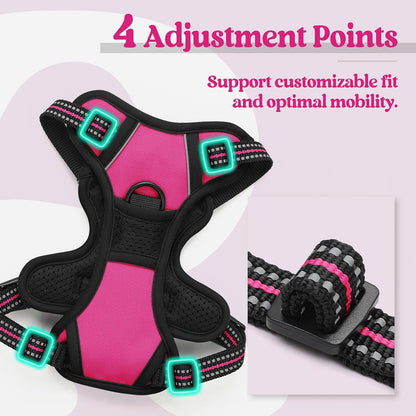Dog Harness, No Pull for Large Dogs with 2 Leash Clips, Pet Vest | No Choke with Handle, Adjustable Soft Padded, Reflective, Easy Control for Walking, Black, Large