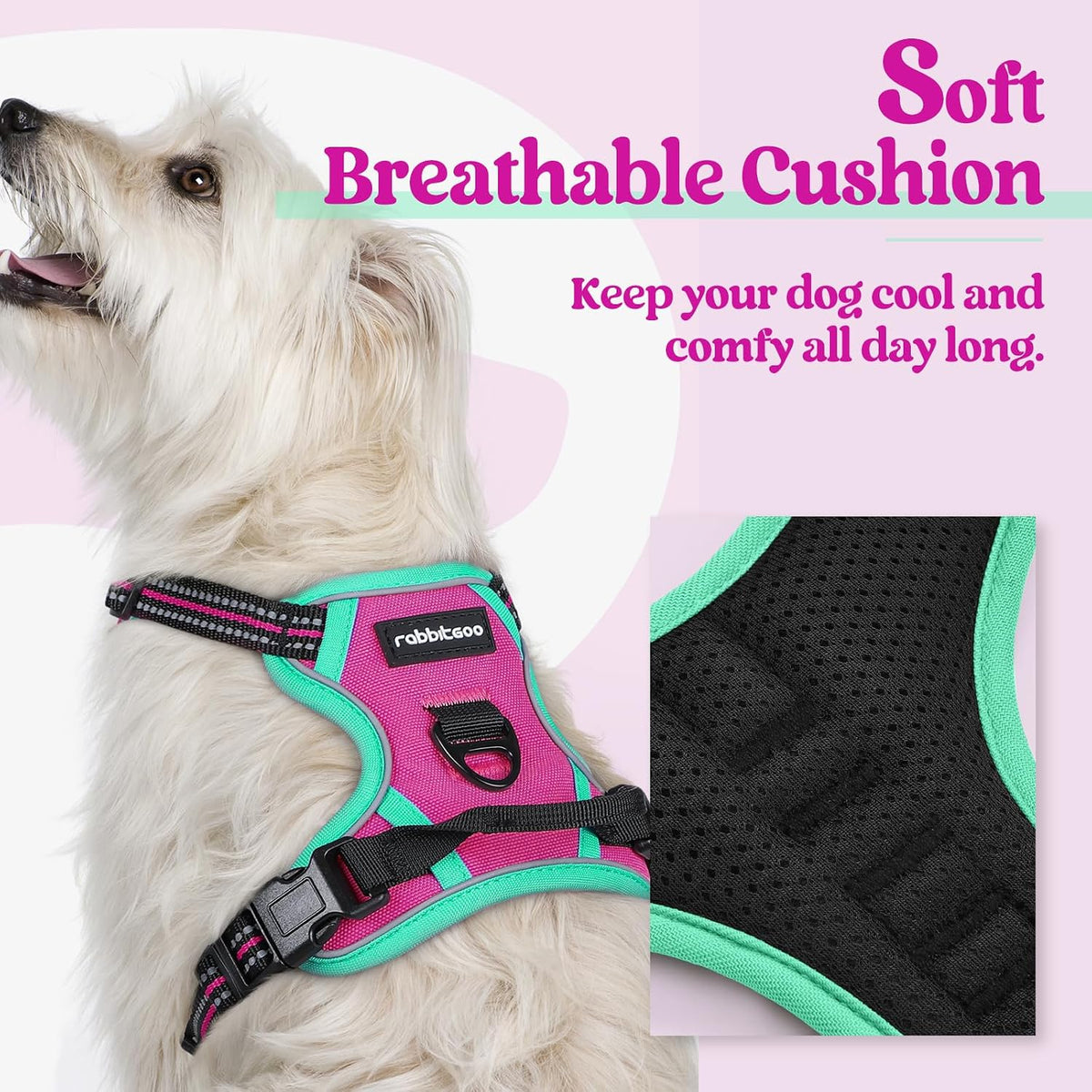 Dog Harness, No Pull for Large Dogs with 2 Leash Clips, Pet Vest | No Choke with Handle, Adjustable Soft Padded, Reflective, Easy Control for Walking, Black, Large