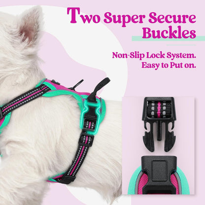 Dog Harness, No Pull for Large Dogs with 2 Leash Clips, Pet Vest | No Choke with Handle, Adjustable Soft Padded, Reflective, Easy Control for Walking, Black, Large