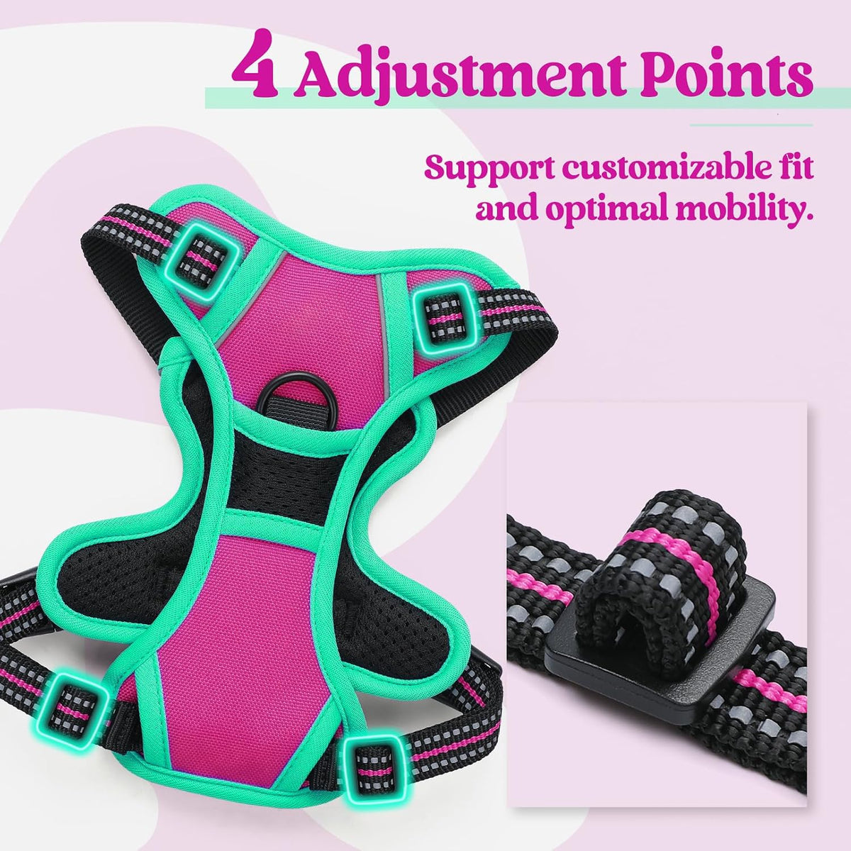Dog Harness, No Pull for Large Dogs with 2 Leash Clips, Pet Vest | No Choke with Handle, Adjustable Soft Padded, Reflective, Easy Control for Walking, Black, Large