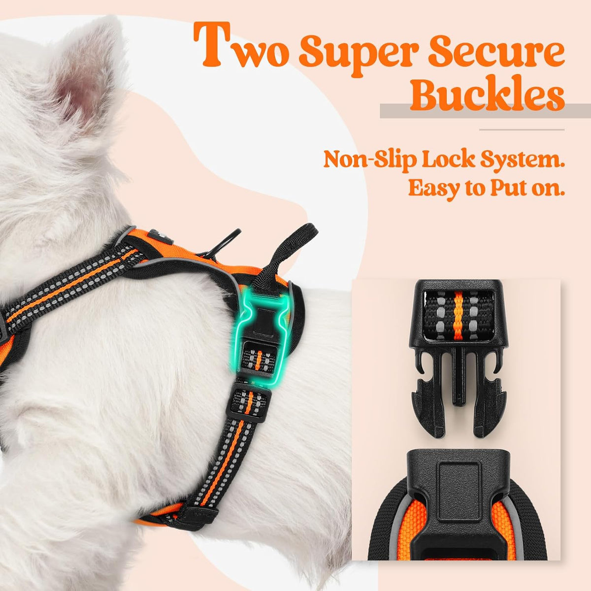 Dog Harness, No Pull for Large Dogs with 2 Leash Clips, Pet Vest | No Choke with Handle, Adjustable Soft Padded, Reflective, Easy Control for Walking, Black, Large