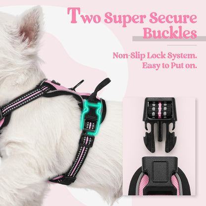 Dog Harness, No Pull for Large Dogs with 2 Leash Clips, Pet Vest | No Choke with Handle, Adjustable Soft Padded, Reflective, Easy Control for Walking, Black, Large