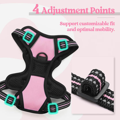 Dog Harness, No Pull for Large Dogs with 2 Leash Clips, Pet Vest | No Choke with Handle, Adjustable Soft Padded, Reflective, Easy Control for Walking, Black, Large