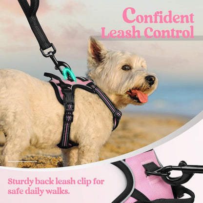 Dog Harness, No Pull for Large Dogs with 2 Leash Clips, Pet Vest | No Choke with Handle, Adjustable Soft Padded, Reflective, Easy Control for Walking, Black, Large