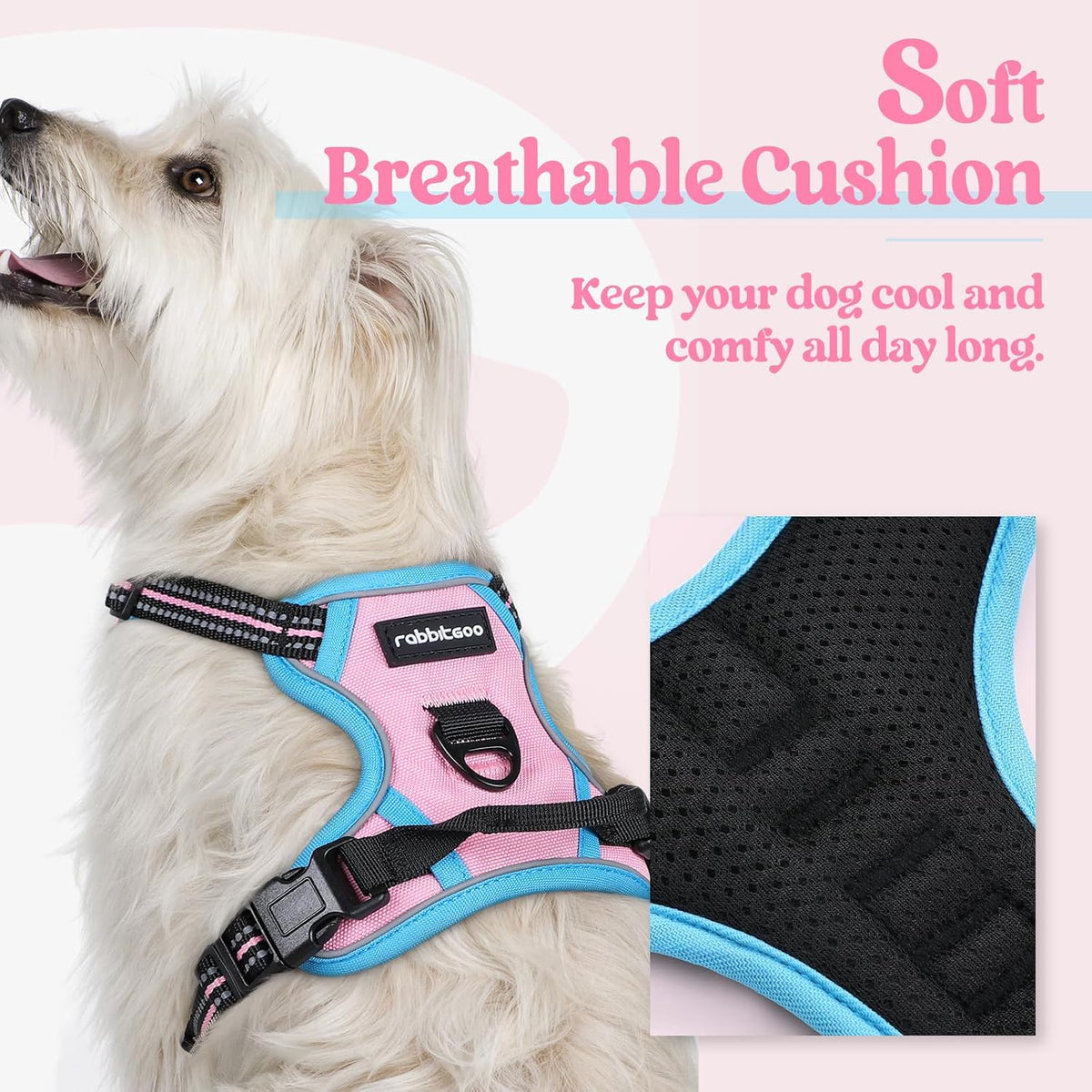 Dog Harness, No Pull for Large Dogs with 2 Leash Clips, Pet Vest | No Choke with Handle, Adjustable Soft Padded, Reflective, Easy Control for Walking, Black, Large
