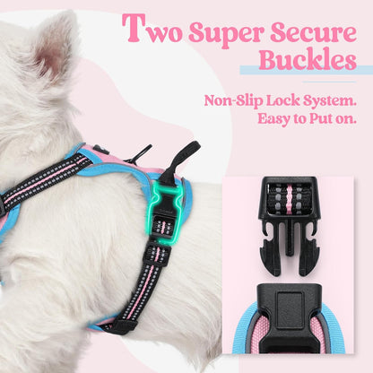 Dog Harness, No Pull for Large Dogs with 2 Leash Clips, Pet Vest | No Choke with Handle, Adjustable Soft Padded, Reflective, Easy Control for Walking, Black, Large