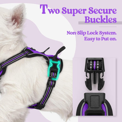 Dog Harness, No Pull for Large Dogs with 2 Leash Clips, Pet Vest | No Choke with Handle, Adjustable Soft Padded, Reflective, Easy Control for Walking, Black, Large