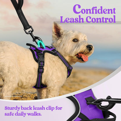 Dog Harness, No Pull for Large Dogs with 2 Leash Clips, Pet Vest | No Choke with Handle, Adjustable Soft Padded, Reflective, Easy Control for Walking, Black, Large