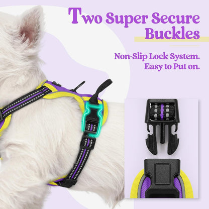 Dog Harness, No Pull for Large Dogs with 2 Leash Clips, Pet Vest | No Choke with Handle, Adjustable Soft Padded, Reflective, Easy Control for Walking, Black, Large