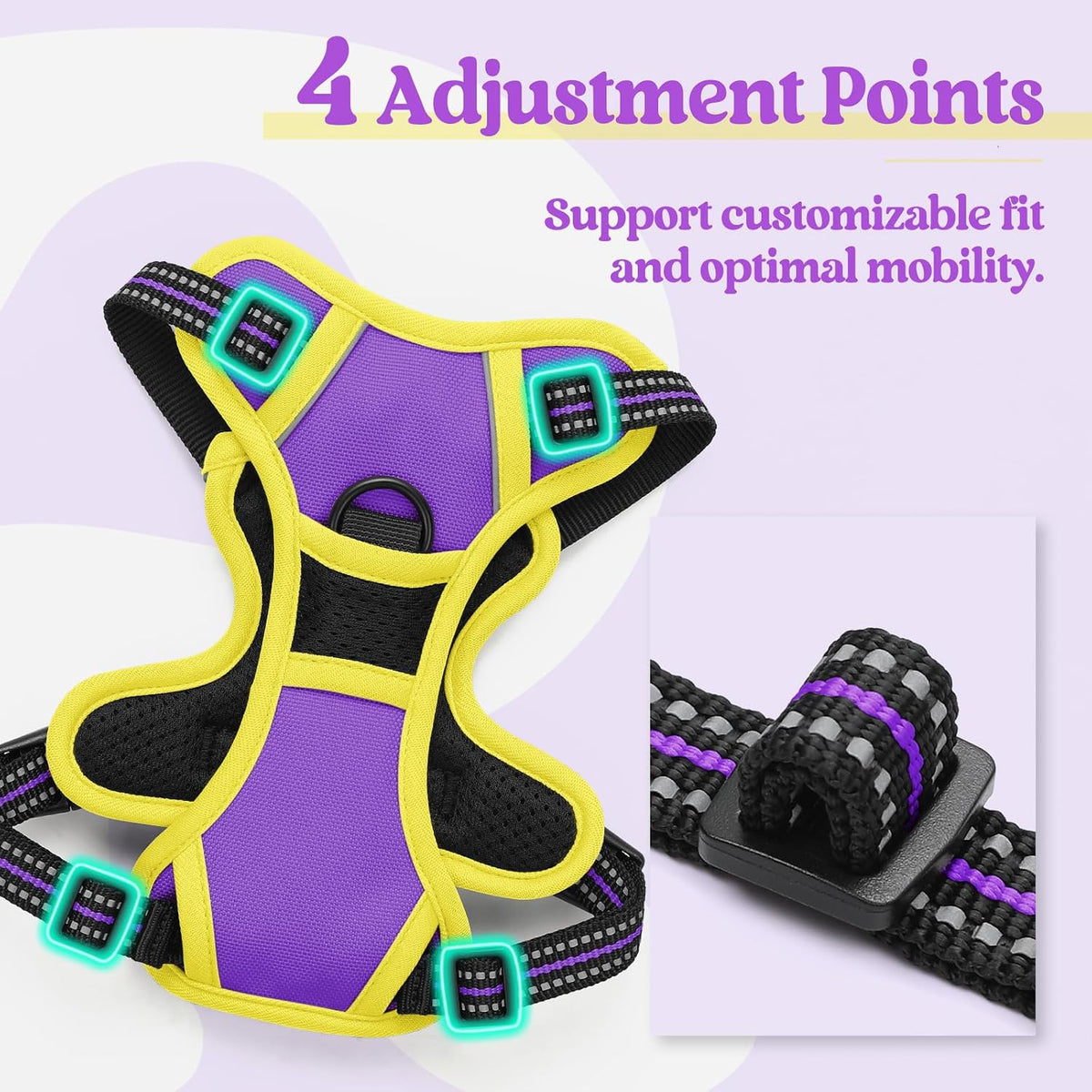 Dog Harness, No Pull for Large Dogs with 2 Leash Clips, Pet Vest | No Choke with Handle, Adjustable Soft Padded, Reflective, Easy Control for Walking, Black, Large