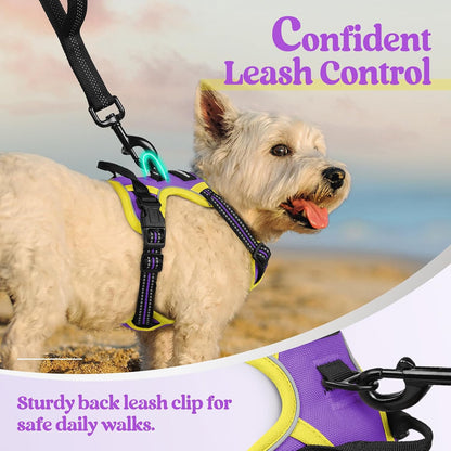 Dog Harness, No Pull for Large Dogs with 2 Leash Clips, Pet Vest | No Choke with Handle, Adjustable Soft Padded, Reflective, Easy Control for Walking, Black, Large