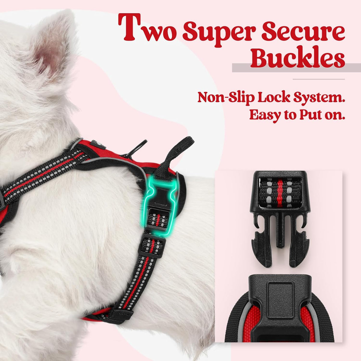 Dog Harness, No Pull for Large Dogs with 2 Leash Clips, Pet Vest | No Choke with Handle, Adjustable Soft Padded, Reflective, Easy Control for Walking, Black, Large