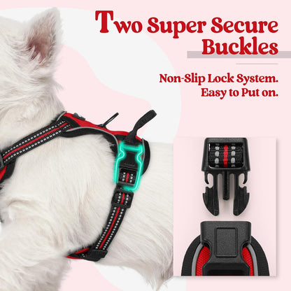 Dog Harness, No Pull for Large Dogs with 2 Leash Clips, Pet Vest | No Choke with Handle, Adjustable Soft Padded, Reflective, Easy Control for Walking, Black, Large