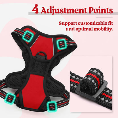 Dog Harness, No Pull for Large Dogs with 2 Leash Clips, Pet Vest | No Choke with Handle, Adjustable Soft Padded, Reflective, Easy Control for Walking, Black, Large