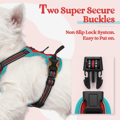 Dog Harness, No Pull for Large Dogs with 2 Leash Clips, Pet Vest | No Choke with Handle, Adjustable Soft Padded, Reflective, Easy Control for Walking, Black, Large