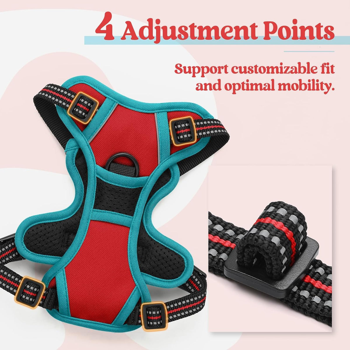 Dog Harness, No Pull for Large Dogs with 2 Leash Clips, Pet Vest | No Choke with Handle, Adjustable Soft Padded, Reflective, Easy Control for Walking, Black, Large