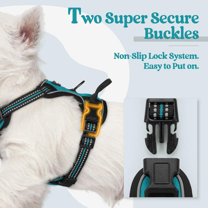 Dog Harness, No Pull for Large Dogs with 2 Leash Clips, Pet Vest | No Choke with Handle, Adjustable Soft Padded, Reflective, Easy Control for Walking, Black, Large
