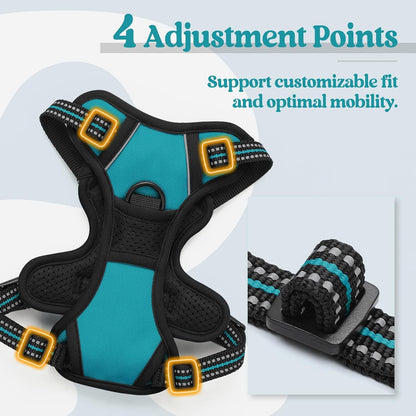 Dog Harness, No Pull for Large Dogs with 2 Leash Clips, Pet Vest | No Choke with Handle, Adjustable Soft Padded, Reflective, Easy Control for Walking, Black, Large
