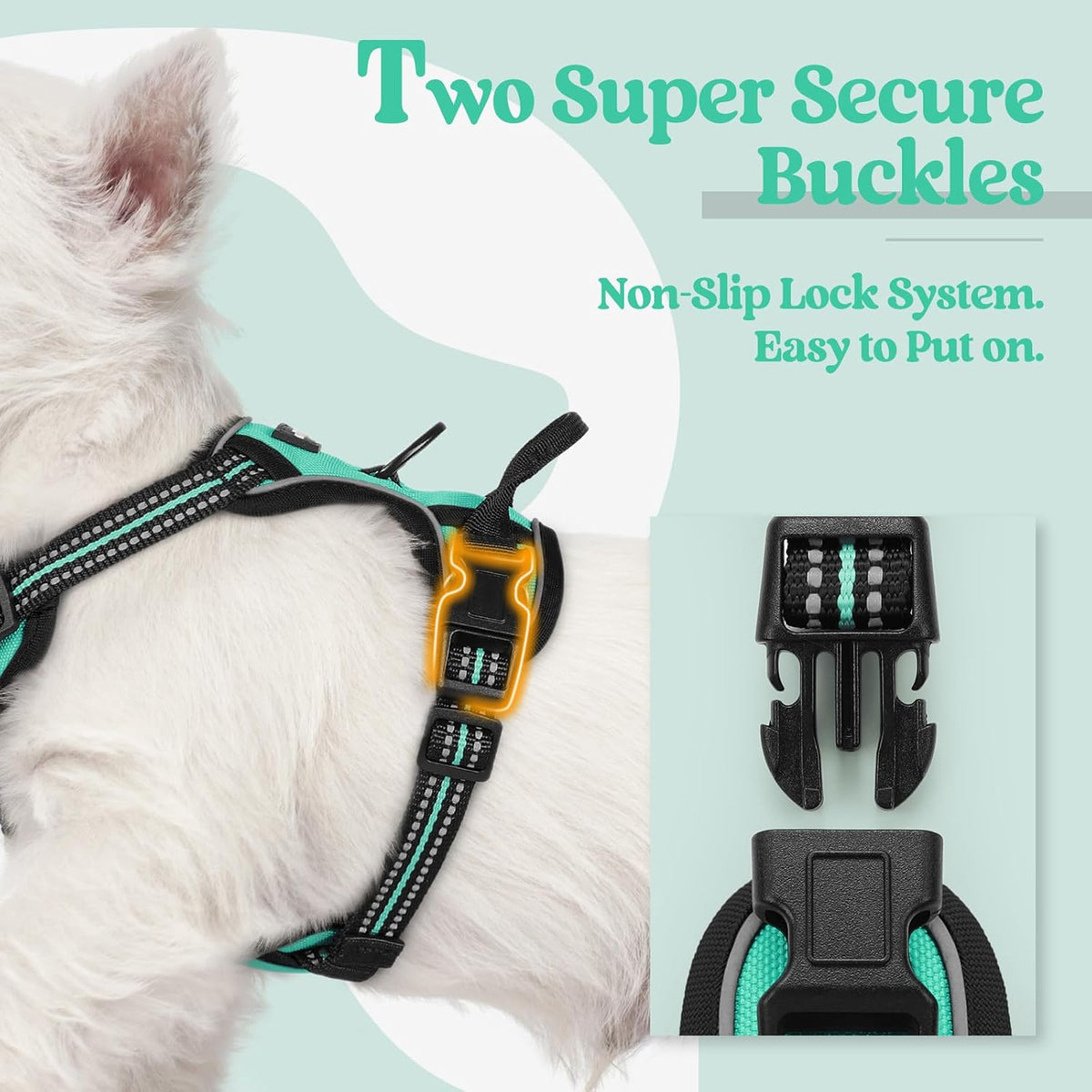 Dog Harness, No Pull for Large Dogs with 2 Leash Clips, Pet Vest | No Choke with Handle, Adjustable Soft Padded, Reflective, Easy Control for Walking, Black, Large