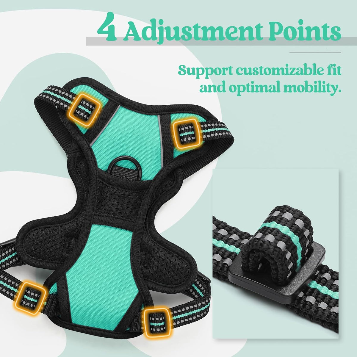 Dog Harness, No Pull for Large Dogs with 2 Leash Clips, Pet Vest | No Choke with Handle, Adjustable Soft Padded, Reflective, Easy Control for Walking, Black, Large