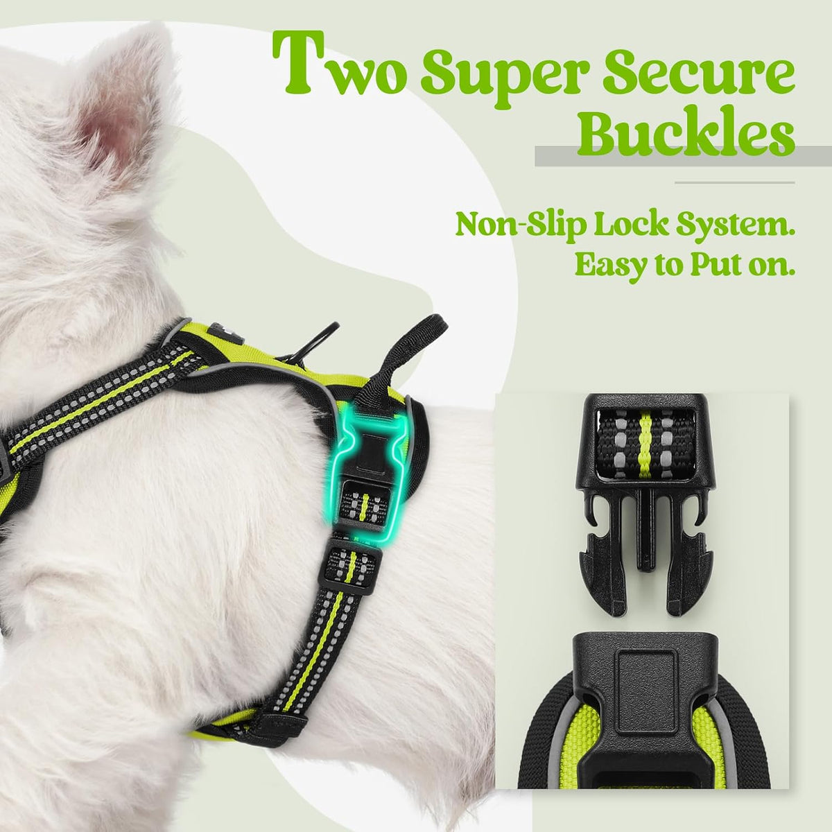 Dog Harness, No Pull for Large Dogs with 2 Leash Clips, Pet Vest | No Choke with Handle, Adjustable Soft Padded, Reflective, Easy Control for Walking, Black, Large