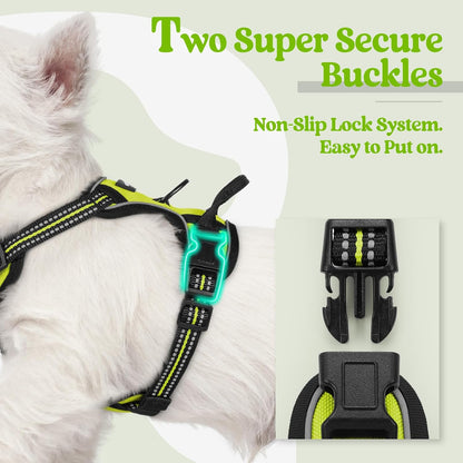 Dog Harness, No Pull for Large Dogs with 2 Leash Clips, Pet Vest | No Choke with Handle, Adjustable Soft Padded, Reflective, Easy Control for Walking, Black, Large