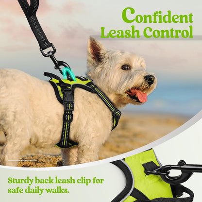 Dog Harness, No Pull for Large Dogs with 2 Leash Clips, Pet Vest | No Choke with Handle, Adjustable Soft Padded, Reflective, Easy Control for Walking, Black, Large