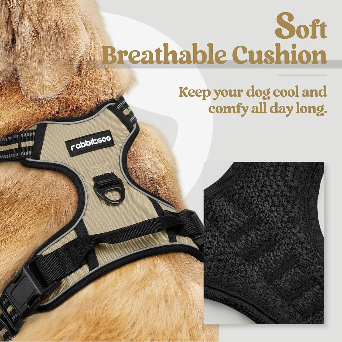 Dog Harness, No Pull for Large Dogs with 2 Leash Clips, Pet Vest | No Choke with Handle, Adjustable Soft Padded, Reflective, Easy Control for Walking, Black, Large