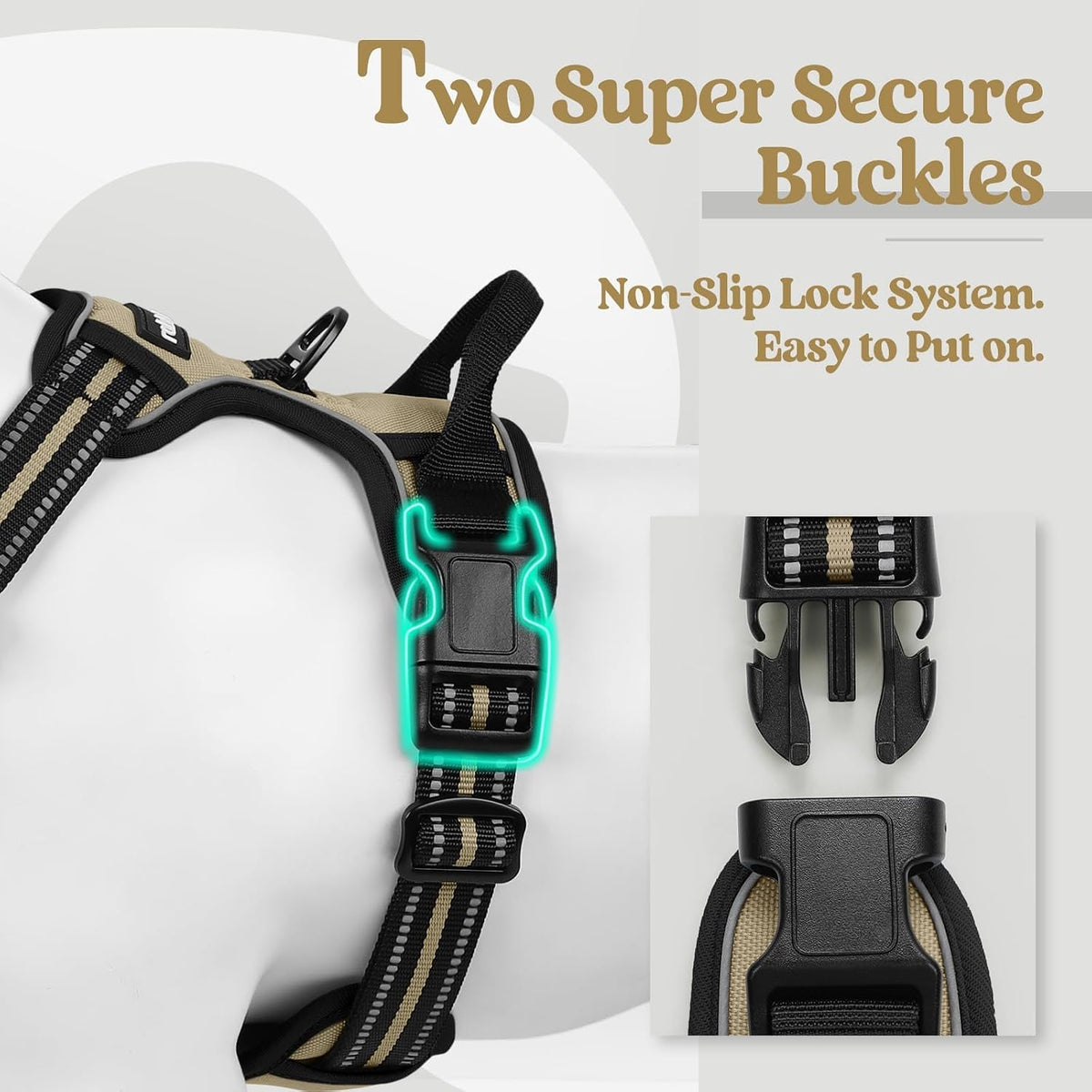 Dog Harness, No Pull for Large Dogs with 2 Leash Clips, Pet Vest | No Choke with Handle, Adjustable Soft Padded, Reflective, Easy Control for Walking, Black, Large
